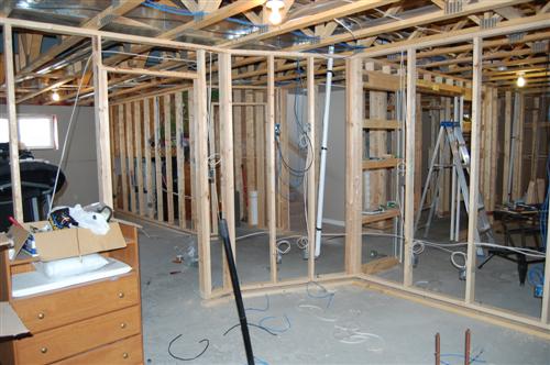 Framing up, working on central vac and electrical